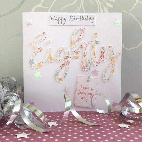 Handmade 80th Birthday Card