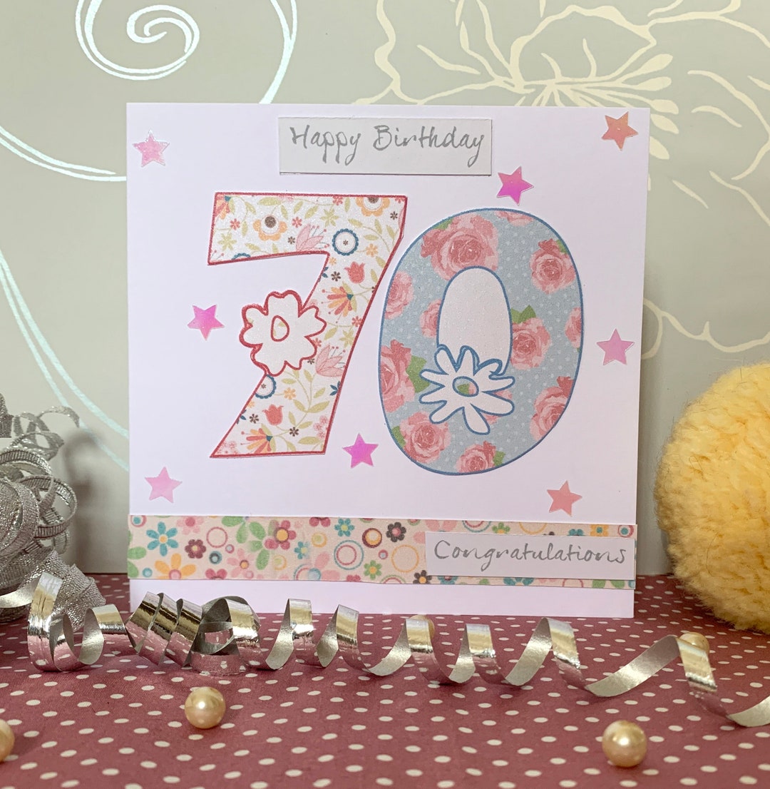 Handmade 70th Birthday Card. - Etsy UK
