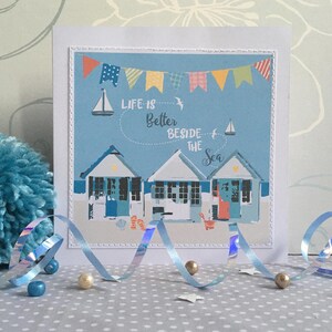 Beach Huts Illustrated Blank Card