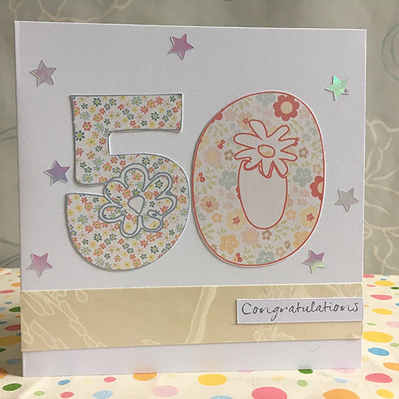 Handmade 50th Birthday card age 50 Etsy