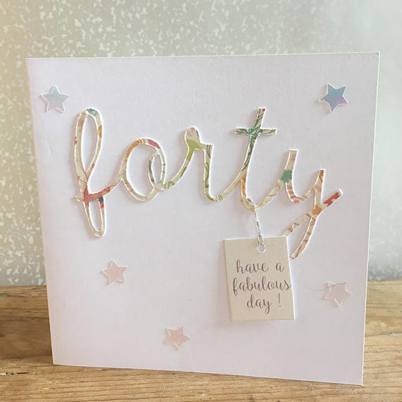 Handmade 40th birthday card. Age card. | Etsy
