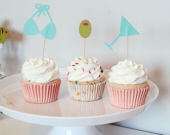 Martinis & Bikinis Cupcake Toppers