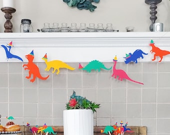 Dinosaur Birthday Garland - Colors can be customized