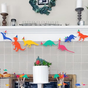 Dinosaur Birthday Garland - Colors can be customized