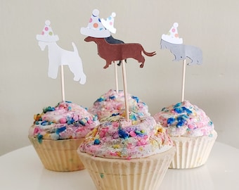 Dog or Cat Birthday Cupcake Toppers