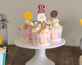 Breakfast Party Cupcake Toppers | Brunch Party Cupcake Toppers