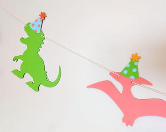 Dinosaur Birthday Garland - Colors can be customized