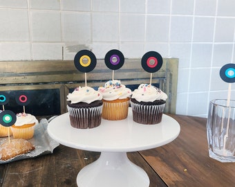 Record Cupcake Toppers - Any color