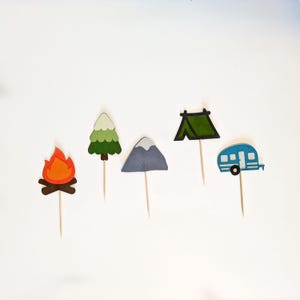 Camping Cupcake Toppers - Colors can be customized