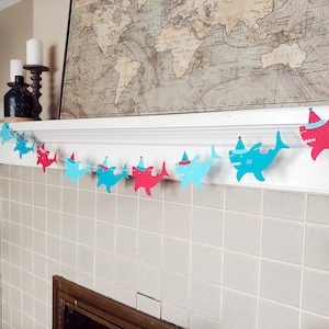 Shark Birthday Garland - Choose any color
