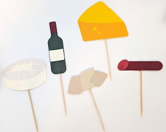 Aged to Perfection Cupcake Toppers | Wine & Cheese Cupcake Toppers | Charcuterie Cupcake toppers