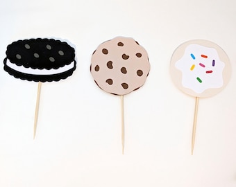 Cookie Party Cupcake Toppers