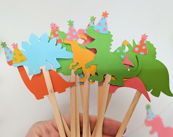 Dinosaur Birthday Drink Stirrers - Colors can be customized