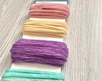 Elástico de terciopelo teñido a mano / Correa de sujetador elástico / Lencería elástica / Diadema elástica