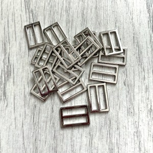 12mm Silver Rectangle Bra Sliders | Bra Strap Adjusters | Headband Adjuster