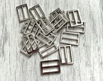 Deslizadores de sujetador rectangulares plateados de 12 mm / Ajustadores de correa de sujetador / Ajustadores de diadema