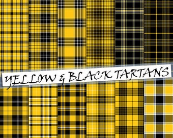wallpapers Yellow And Black Plaid Fabric yellow black plaid etsy