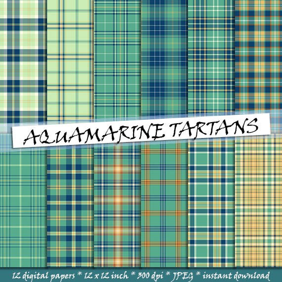 Collage Craft Supplies Tools Classic Tartan Digital Paper Green 
