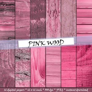 Pink wood digital paper: with wood texture and distressed wood grain in pink colour, digital wood background; for commercial use