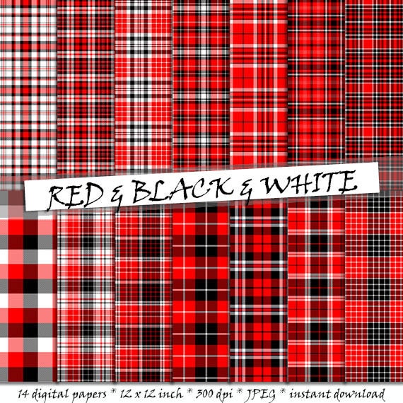 Red Black White Plaid Paper