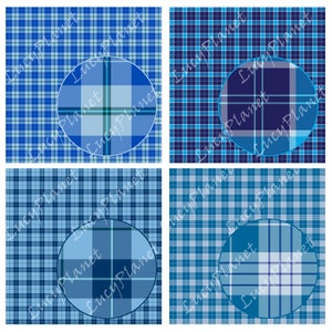 Blue tartan pattern digital paper, 14 seamless scottish plaid patterns, blue plaid backgrounds for commercial use image 3