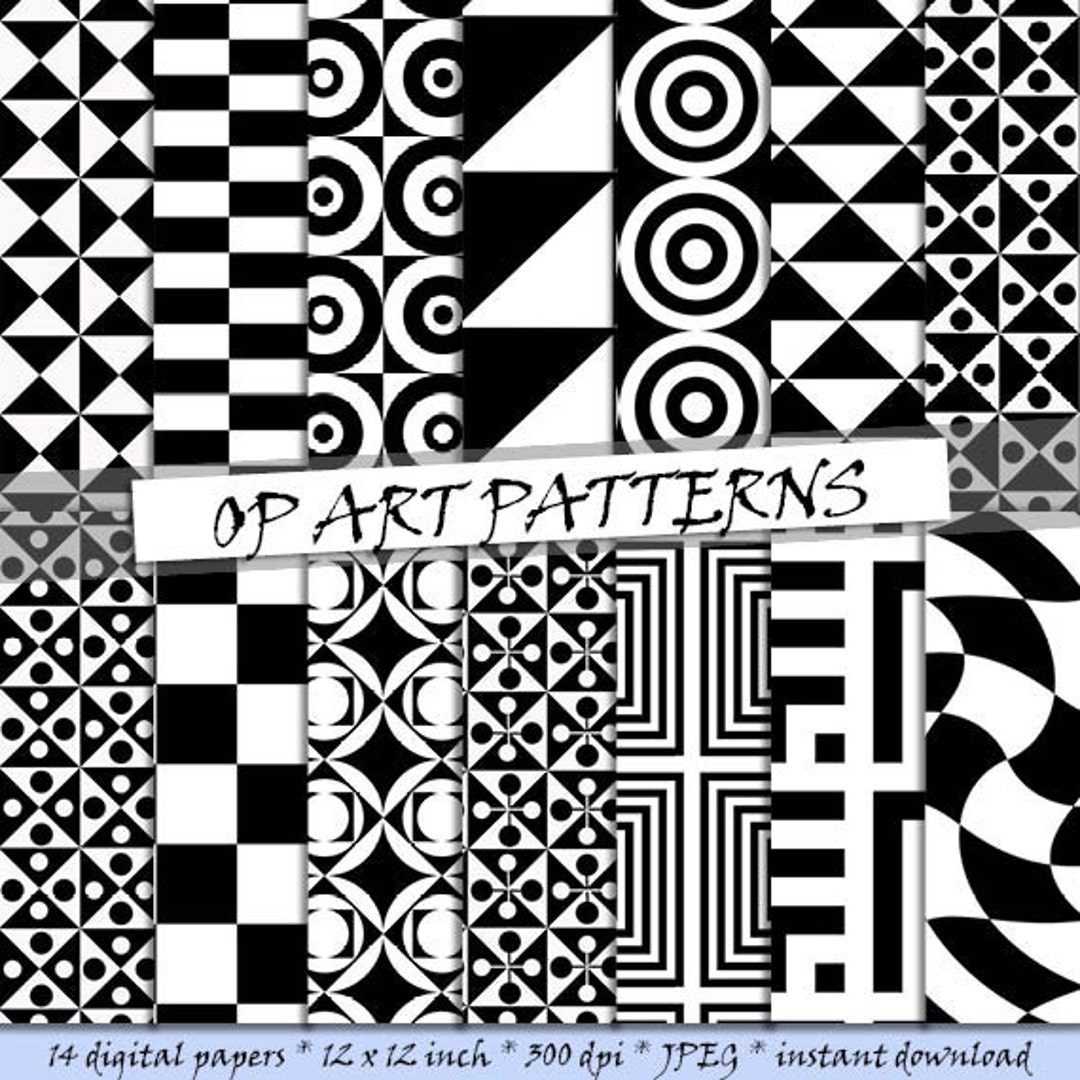Retro Digital Paper Op Art Patterns Geometric Patterns - Etsy