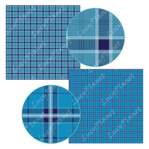 Blue tartan pattern digital paper, 14 seamless scottish plaid patterns, blue plaid backgrounds for commercial use image 5