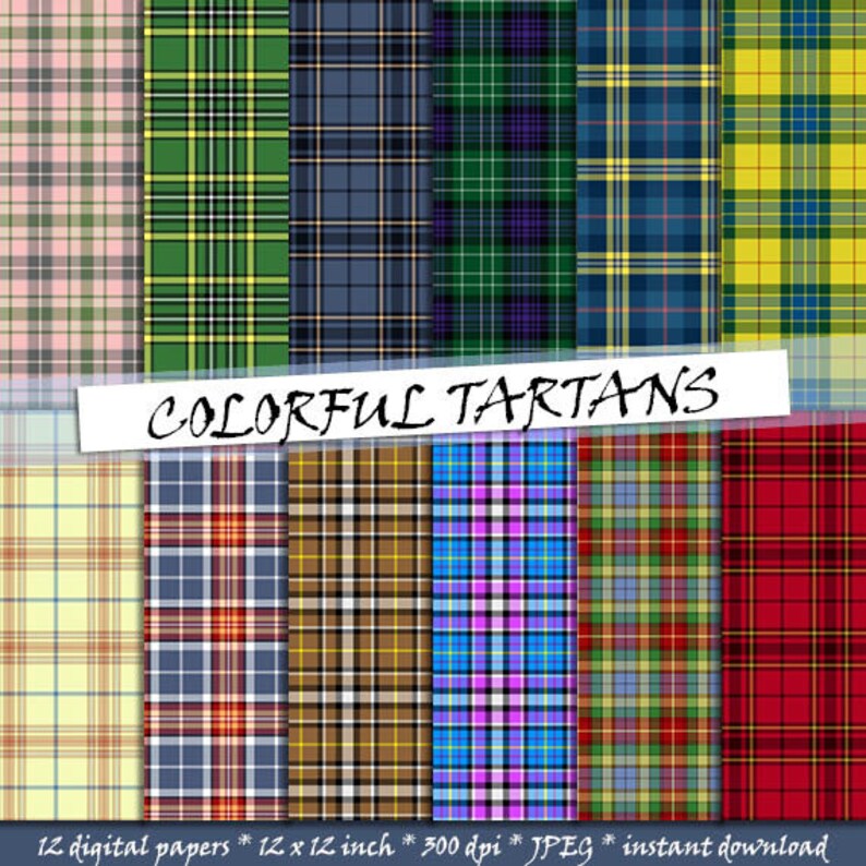 Tartan pattern digital paper seamless scottish plaid