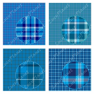 Blue tartan pattern digital paper, 14 seamless scottish plaid patterns, blue plaid backgrounds for commercial use image 4