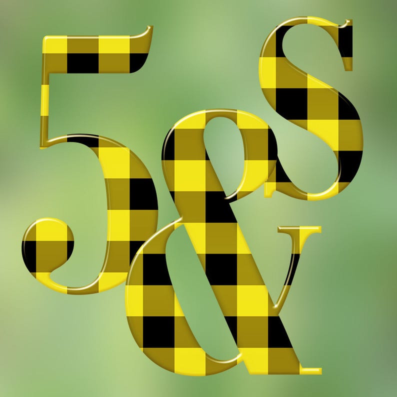 black and yellow plaid digital alphabet clipart gingham