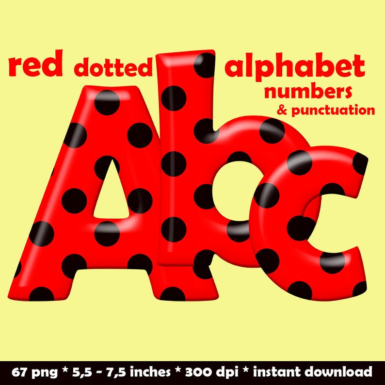 Con Fuentesetsy Rojo Alfabeto Digital Puntos Clipart Negros