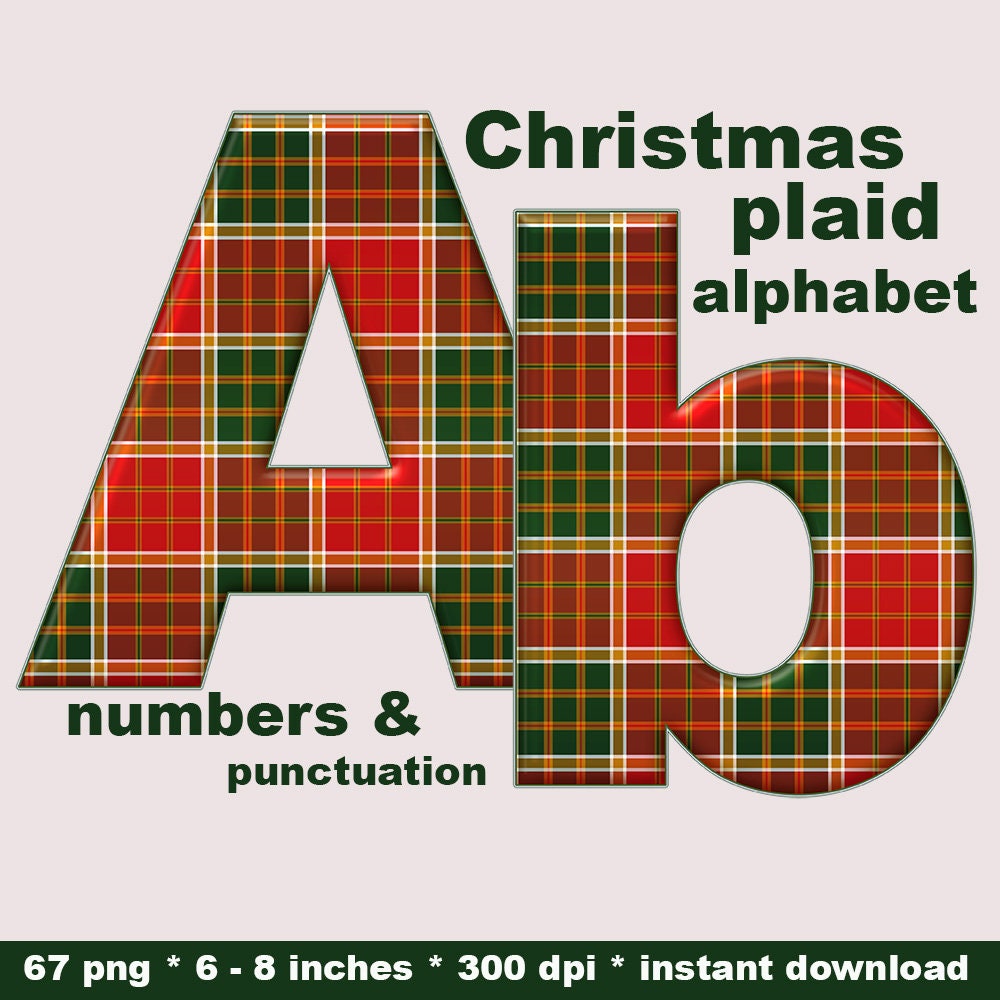 Christmas Tartan Red Black Patch Letters Iron on 5.5cm X 5.6cm