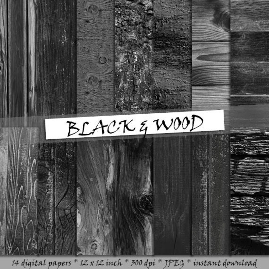 Wood Digital Paper: Black Wood With Distressed Wood and Wood - Etsy