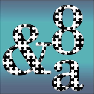 Black and White Letters, Puzzle Alphabet Clipart, Font With Large and