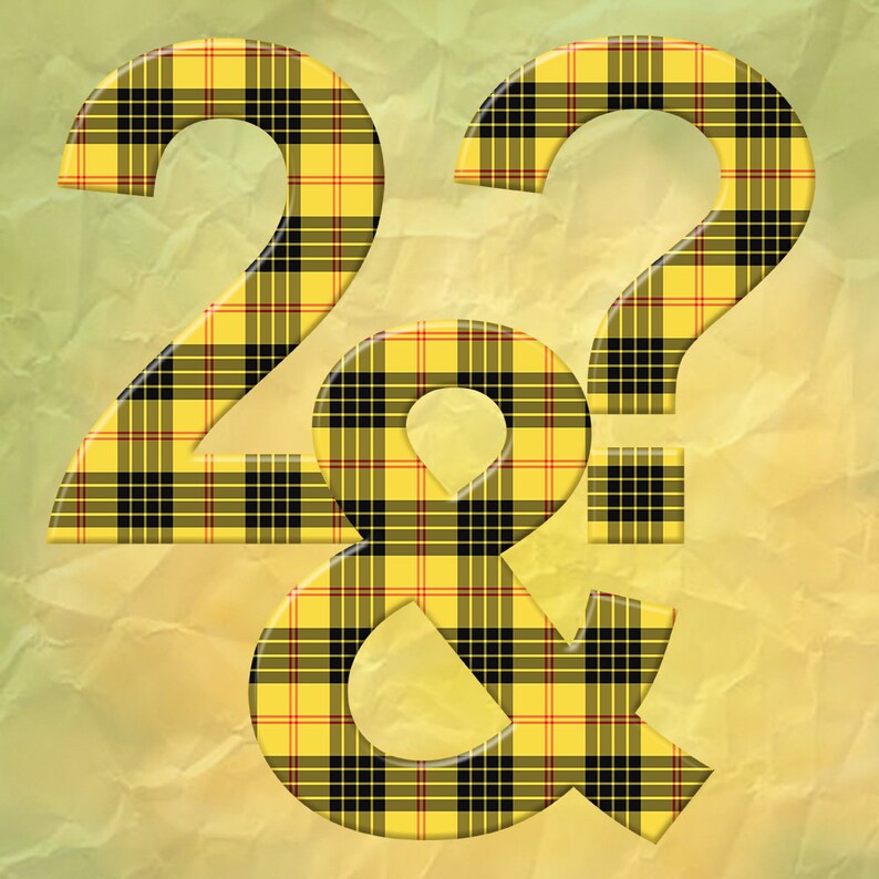 yellow and black plaid digital alphabet clipart printable