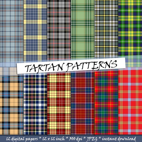 Collage Craft Supplies Tools Classic Tartan Digital Paper Green 