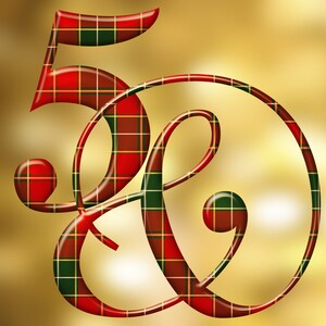 Red and green Chrsitmas plaid digital alphabet clipart, tartan style font with letters, numbers and punctuation marks for commercial use image 2