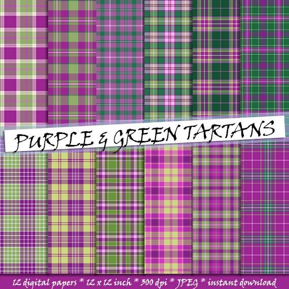 Purple and Green Tartan Pattern Digital Paper Seamless Etsy