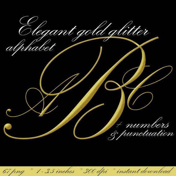 gold glitter digital alphabet clipart printable golden font etsy ireland