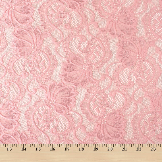 Embroidered Stretch Lace Apparel Fabric Sheer Cream Floral PP34 