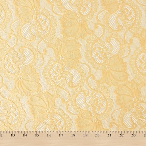 Maize Stretch Lace Fabric Floral Embroidery Poly Spandex 58&quot; Wide BTY Wedding Apparel Victoria
