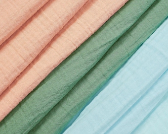 Double Cotton Gauze Fabric Woven Sheer Crinkle Texture Gause Cloth Material By The Yard & Wholesale