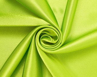 Lime Green Crepe Back Satin Bridal Fabric for wedding dresses, decorations, drapes, crafts crepeback by the yard