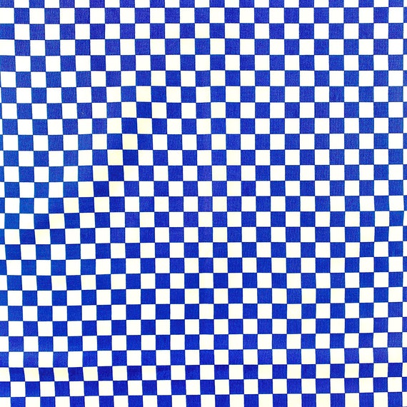 White and Royal Blue Checkered Print 100% Cotton Geometric Fabric 58/60  Wide Sold BTY -  Canada