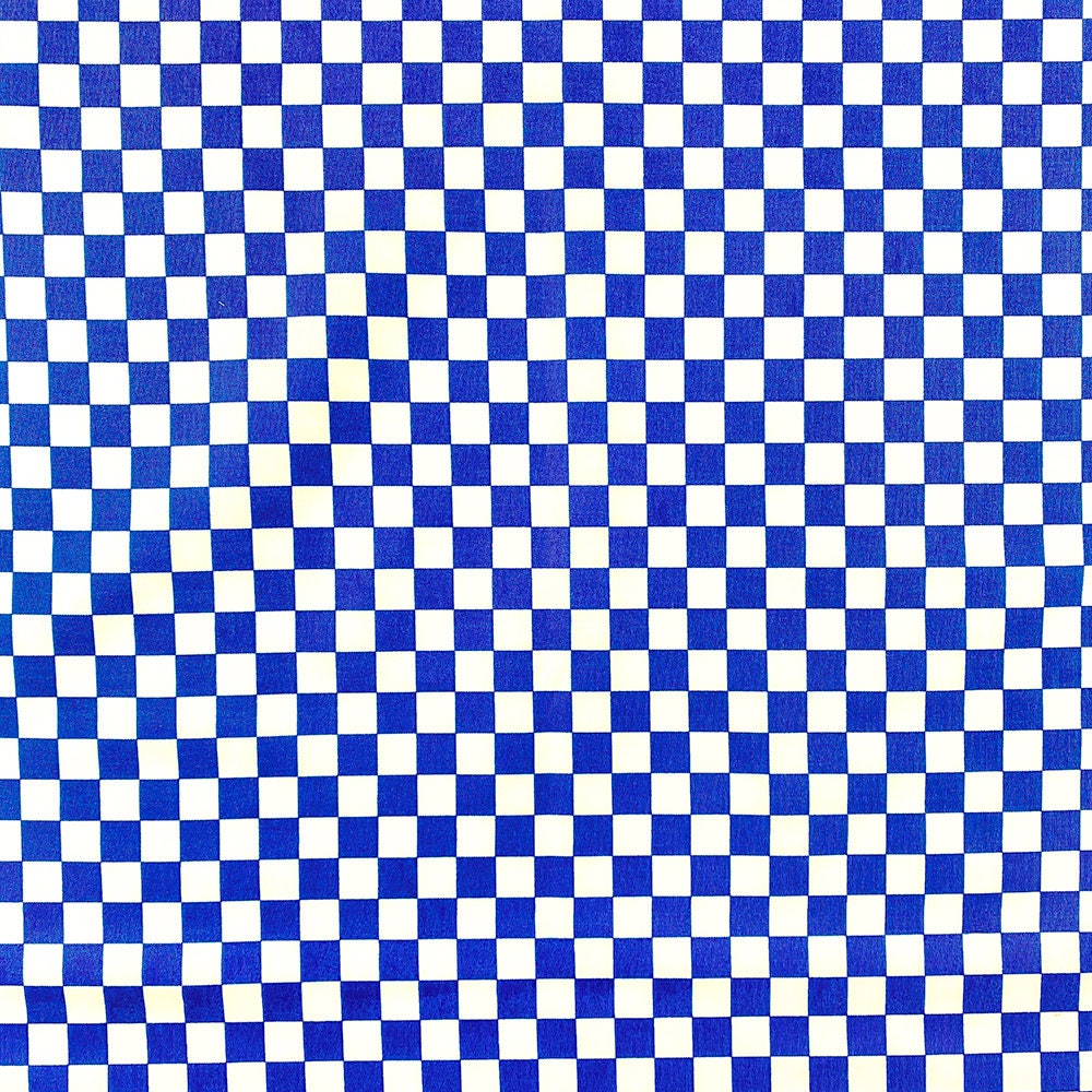 White and Royal Blue Checkered Print 100 Cotton Geometric Etsy Australia