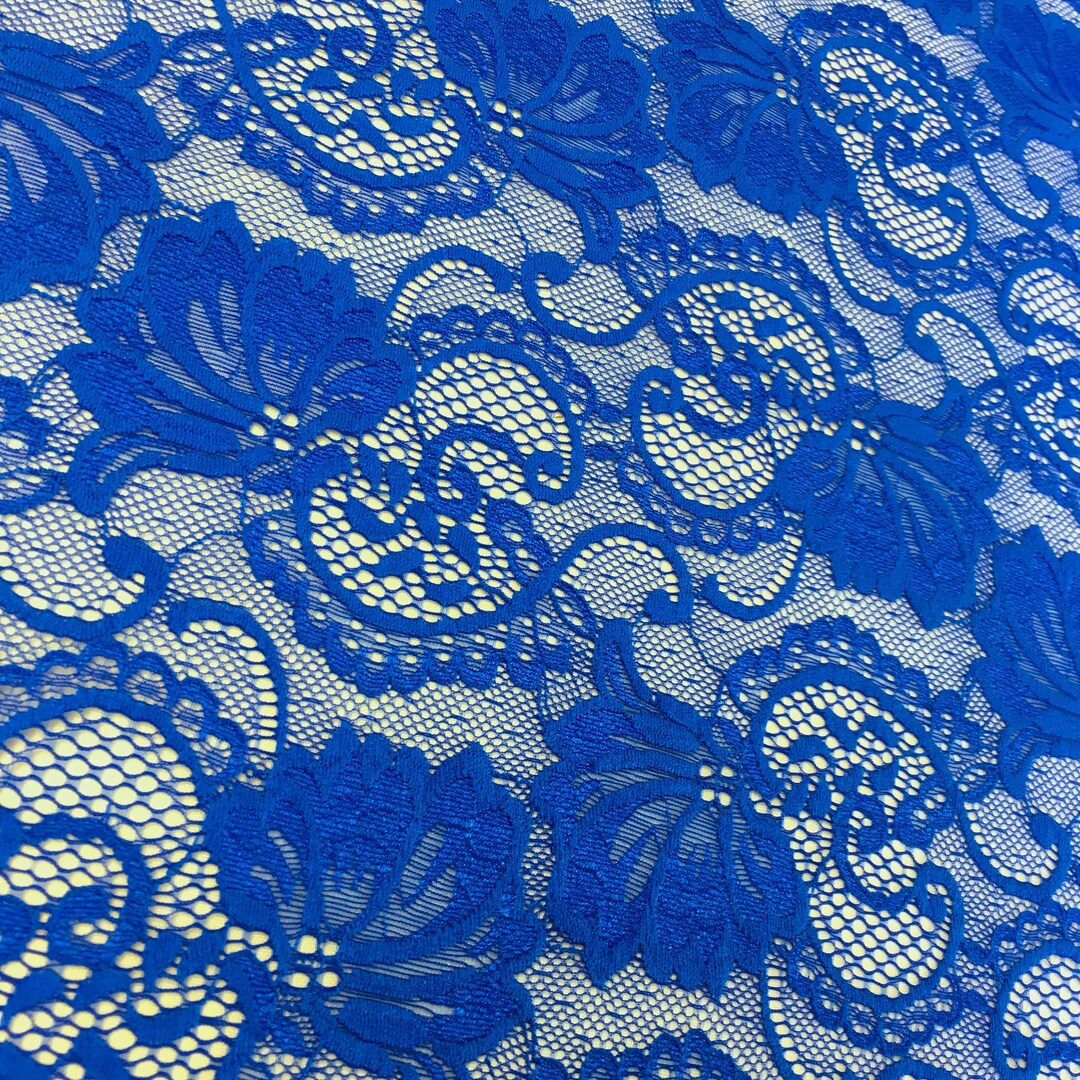 Royal Blue Stretch Lace Fabric Floral Embroidery Poly Spandex - Etsy