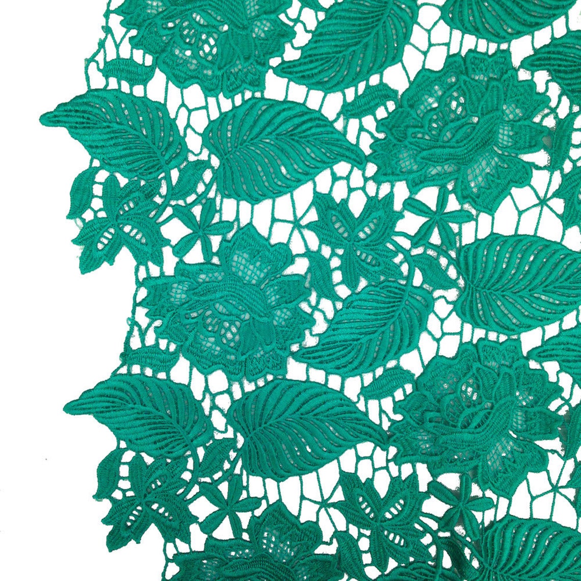 Spring Green Leaf Floral Guipure Fabric French Lace Embroidery Etsy