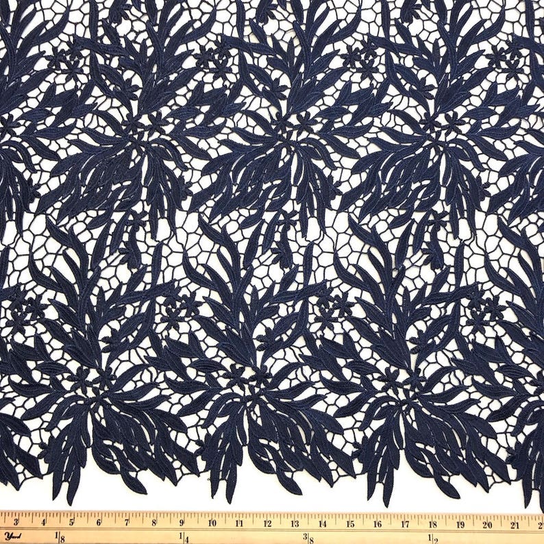 Navy Blue Zahara Guipure French Venice Lace Embroidery 52 inches wide many colors