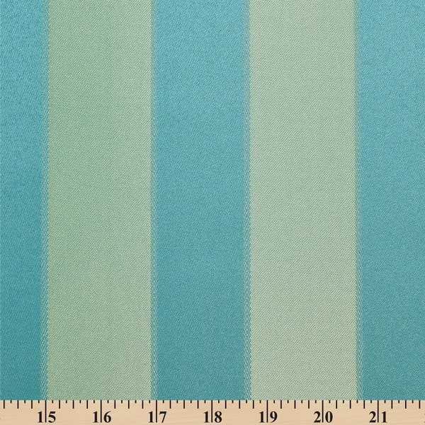 Turquoise / Gold Damask Jacquard Striped Brocade Fabric 118" By the Yard