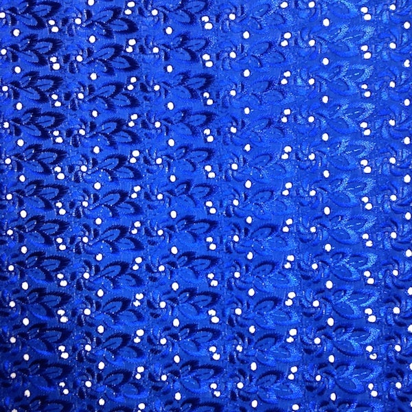 Royal Blue Eyelet Floral Embroidery Fabric | Etsy